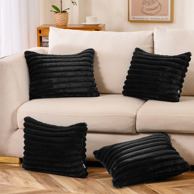 Coussin , Noir, Polyester/ Bourre en polyester