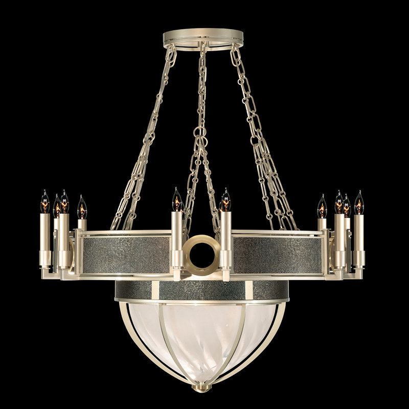 Lustre rond l 35,75 po Mirage, Chevalier noir / laiton / champagne