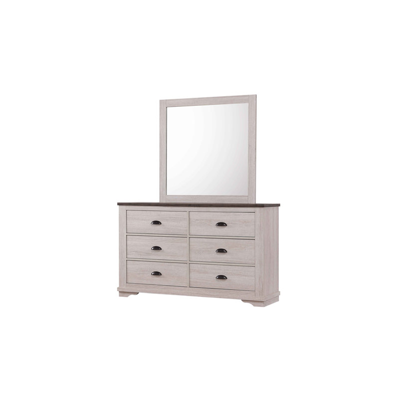 Ensemble de chambre à coucher avec lit-bateau Ermel 4-1_Brianne, Gris foncé, Lit, commode, table de chevet, miroir, Grand