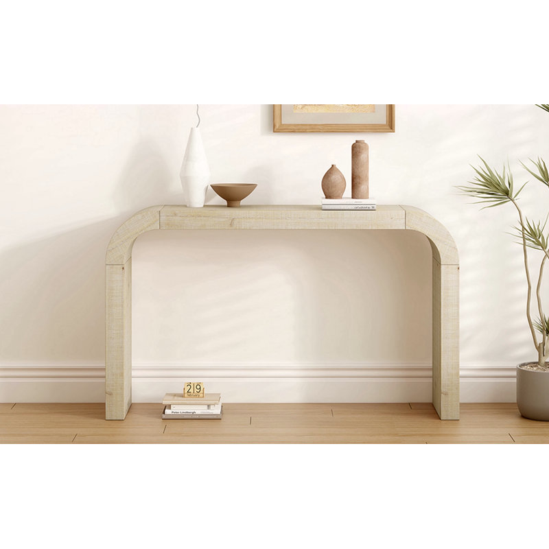 Console en bois 52 po avec rebord courbé, Naturel
