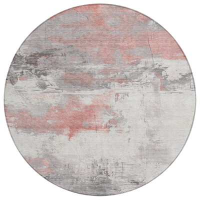 Tapis extérieur rond 8 po Coral and Gray