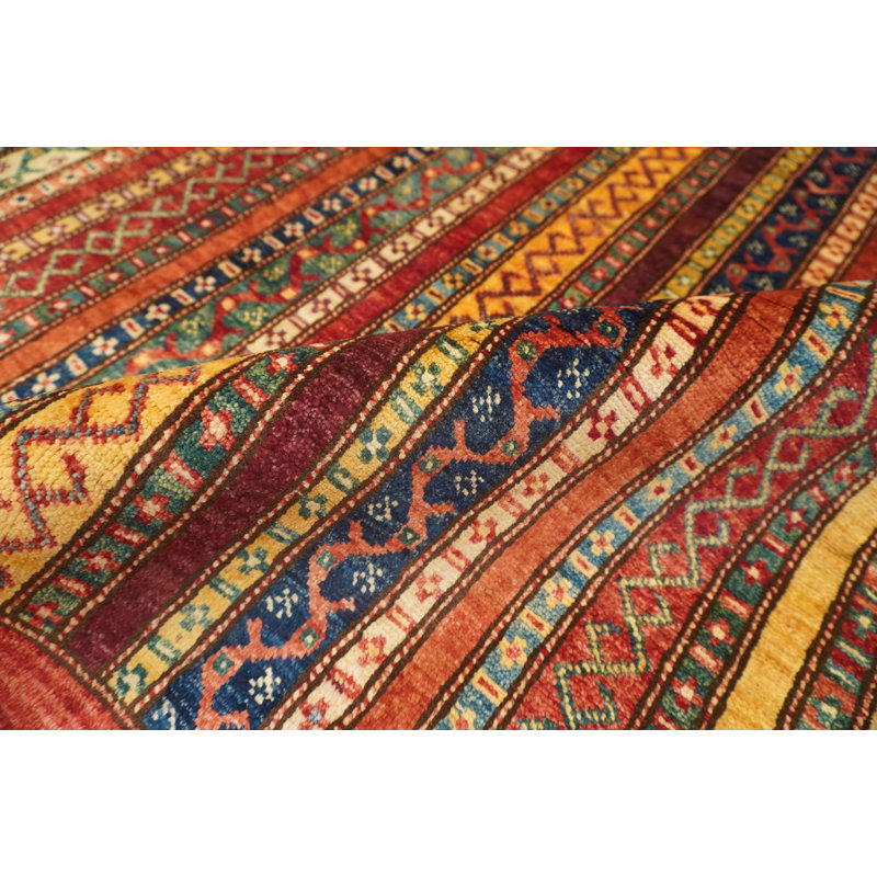 Aryana Wool Striped Area Rug in Red
