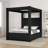 Modern 1pc Queen Size Four Bed With Button Black Velvet Upholstered Headboard And For Bedroom High Decorating In Style Rich Fabric Design-620437059-620437057