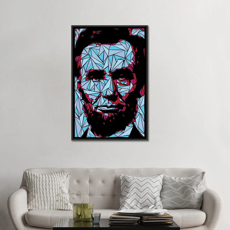 « abraham lincoln ii », impression sur toile, H 26 po x l 18 po x P 1,5 po, Toile encadrée noire, Pas de tapis