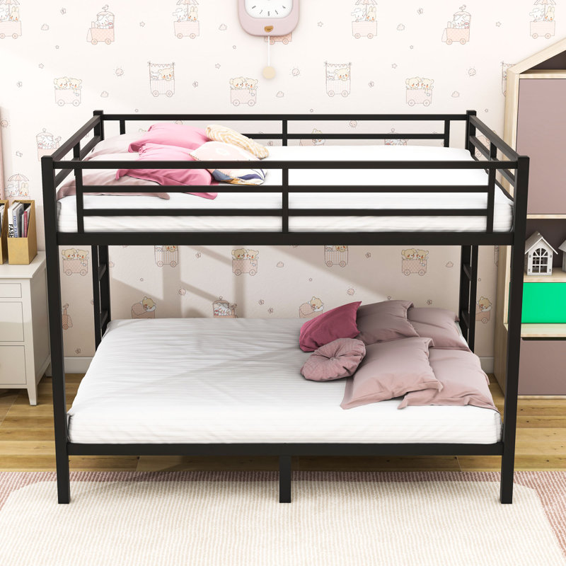 Queen Over Queen Metal Bunk Bed With Slats