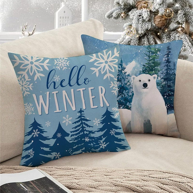 Ensemble de 4 coussins décoratifs Hello Winter
