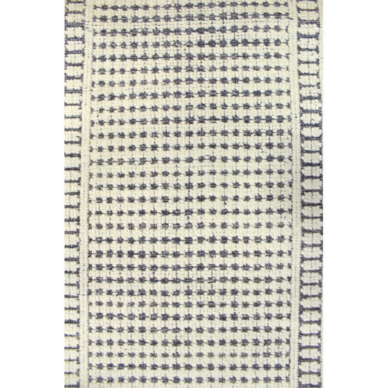 Mykonos Wool Geometric Area Rug in Ivoey/Navy, Runner 2'6" x 9'11"