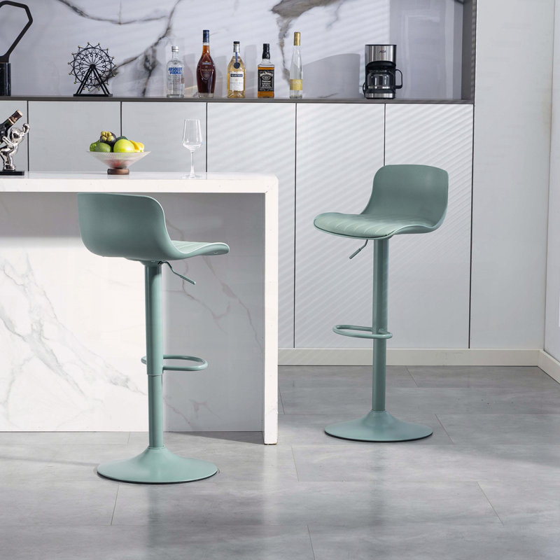 Tabourets de bar pivotants à hauteur ajustable avec similicuir et grande base, ensemble de 2
