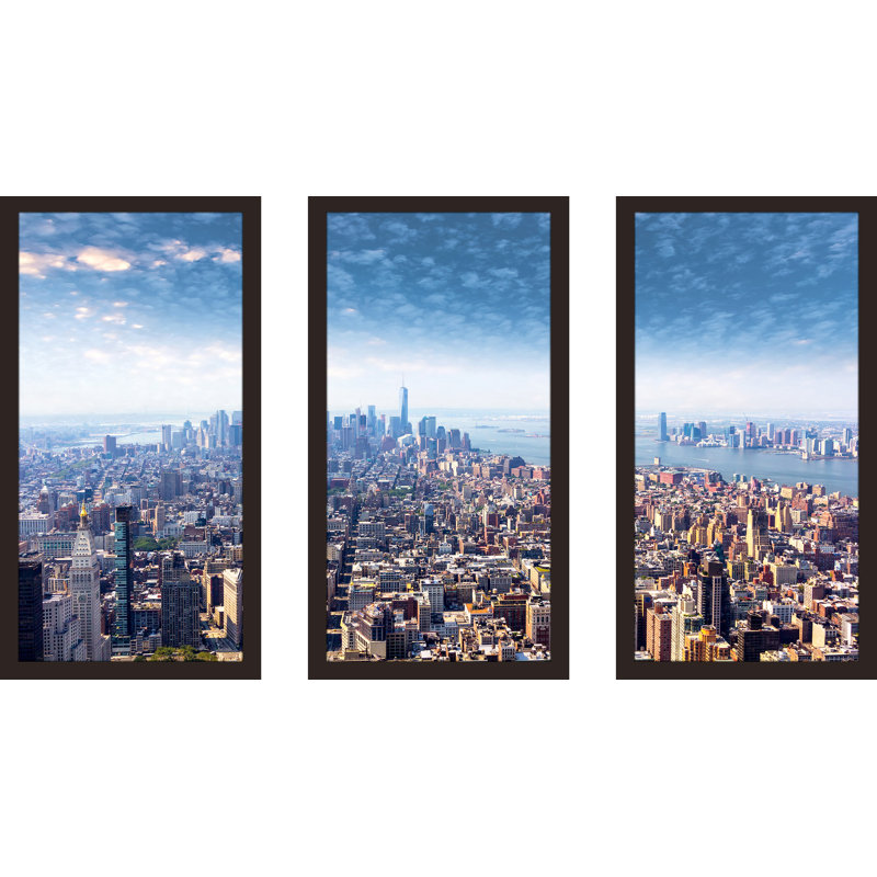 «New York City», ensemble de 3 reproductions de photos encadrées, H 25,5 po x l 40,5 po x P 1 po