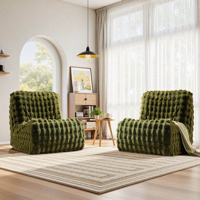 Fauteuil à billes 28,37 po, sans méridienne, sans méridienne (ensemble de 2, Vert