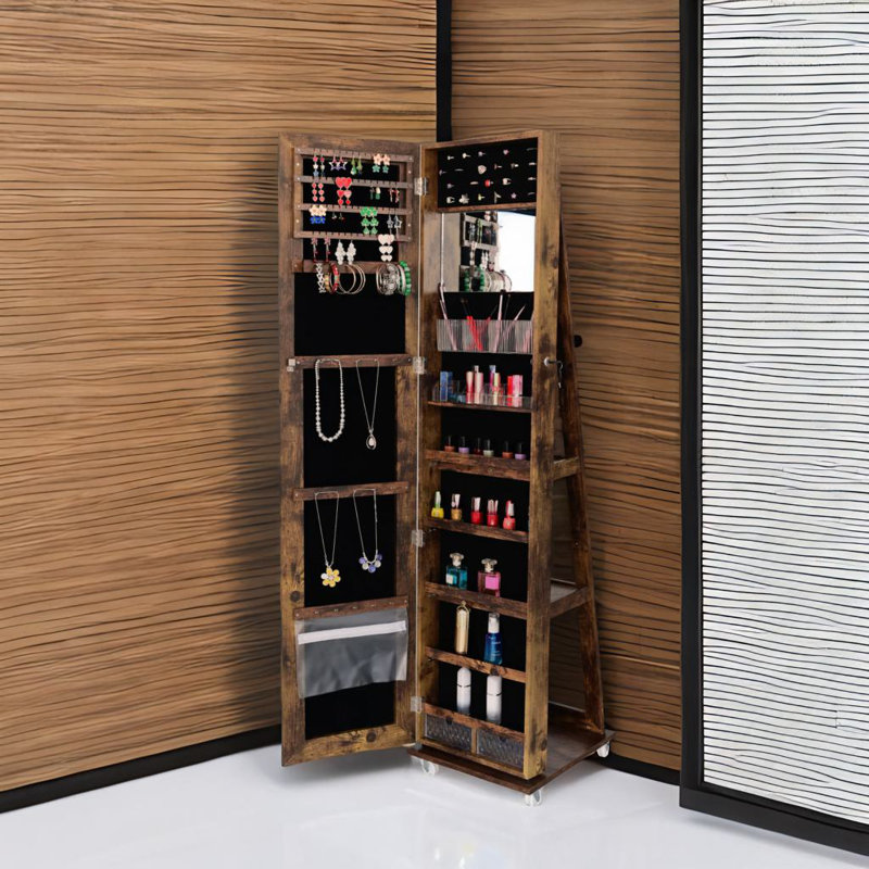 360° Swivel Jewellery Cabinet & Mirror