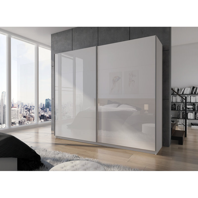 Varonique 2 Door Sliding Wardrobe, White, 215cm H x 244cm W x 62cm D