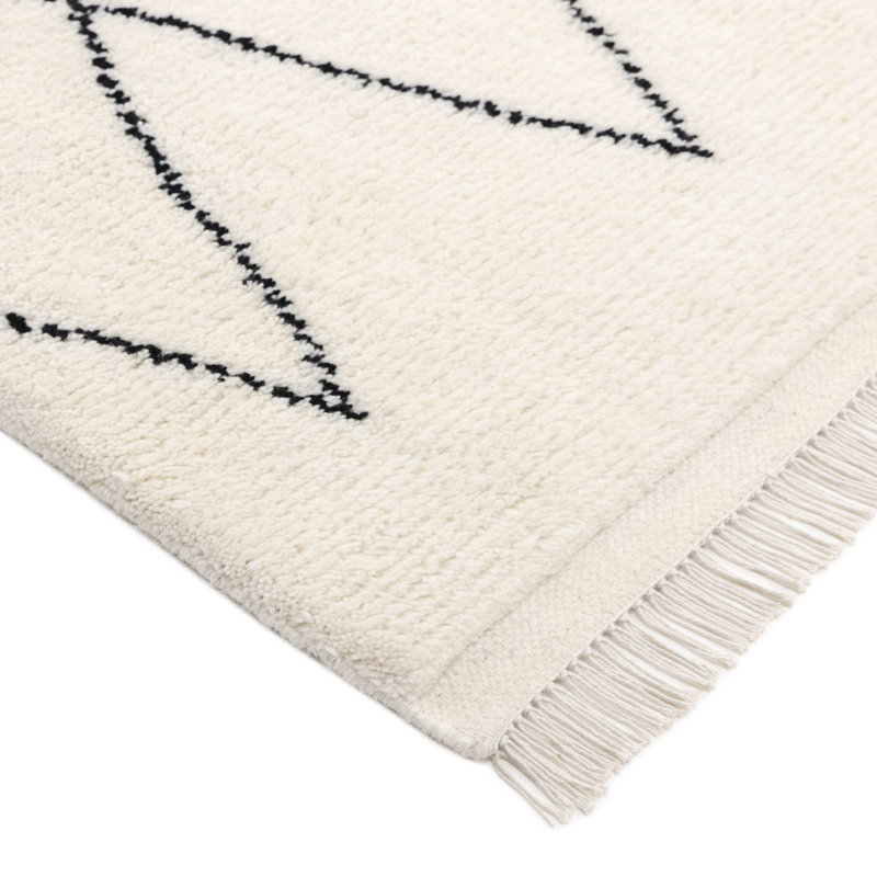 Latiya Hand Knotted Moroccan Area Rug in Gray, Ivory, Rectangle 8' x 10'