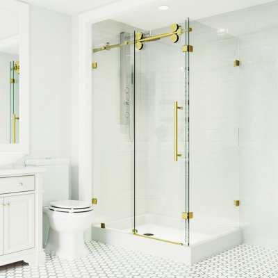 Winslow 48" W x 36" D x 80" H Sliding Frameless Shower Enclosure with 3/8  Clear Glass&Base
