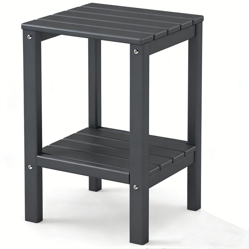 23.5" HDPE 2-Tier Tall Outdoor Sidetable, Gray