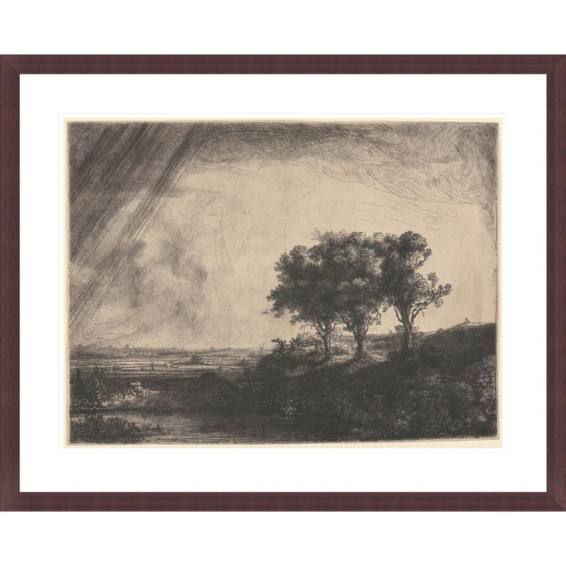 «The Three Trees» par Rembrandt van Rijn - Estampe numérique encadrée, H 23,5 po x l 29,1 po