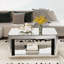 Table basse à miroir à 2 niveaux avec bords arrondis et rangement ouvert Modern Glam