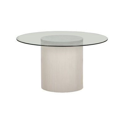 Lena 48" Glass-Top Round Pedestal Dining Table