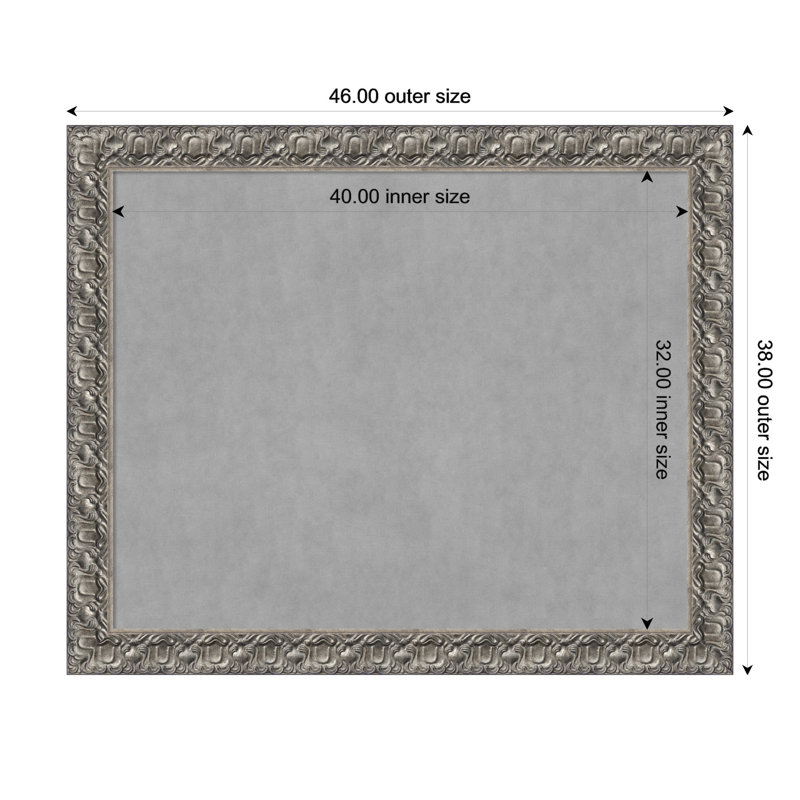 Tableau magnétique encadré argenté Luxor, H 38 po x l 46 po