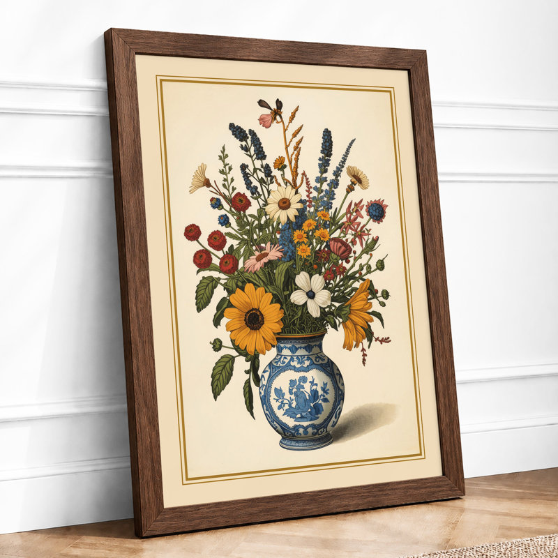 Dutch Floral Arrangement Botanical - Print, Walnut, A1 - 84.1 x 59.4 cm