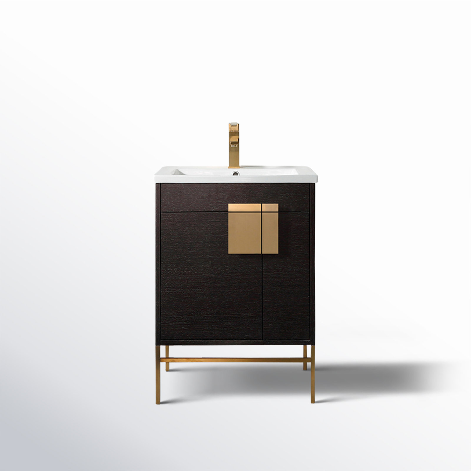Maisie 24'' Single Bathroom Vanity, Satin Brass, Black