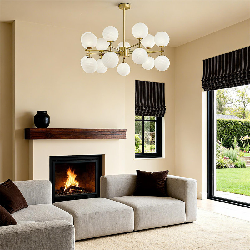18- Light Dimmable Bubble Glass Sputnik Modern Linear Chandelier
