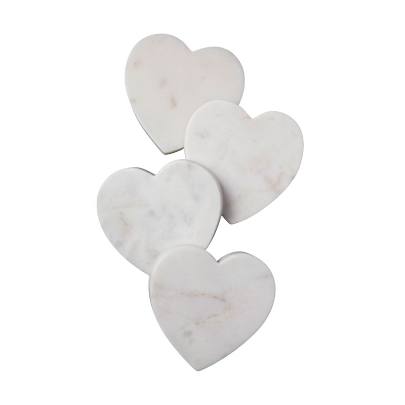 Sous-verres en marbre blanc, ensemble de 4