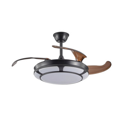 Retractable Ceiling Fan With Light, Modern Led Chandelier Fan With Remote Control, 6 Speed Adjustable Blades, Quiet Dc Motor, Dimmable Lighting For Living Room, Bedroom, Dining Room