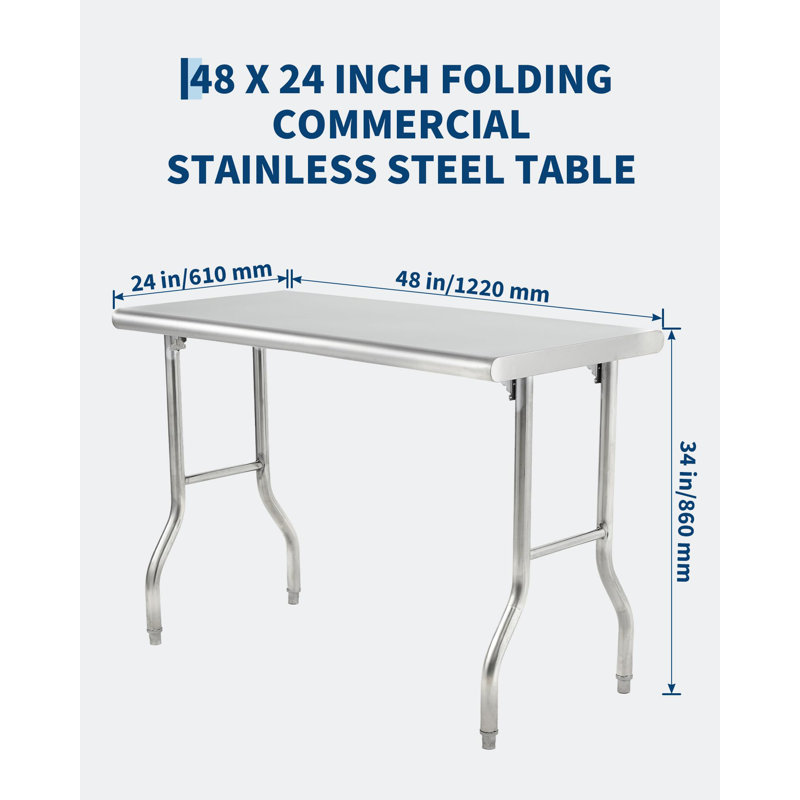 gaomon Stainless Steel 49.61 in. L x 25.98 in. W x 7.95 in. H Adjustable Prep Station