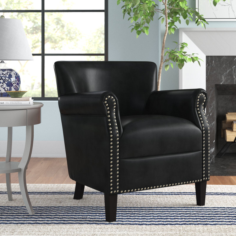 Gail Upholstered Accent Chair, Charcoal Faux Leather