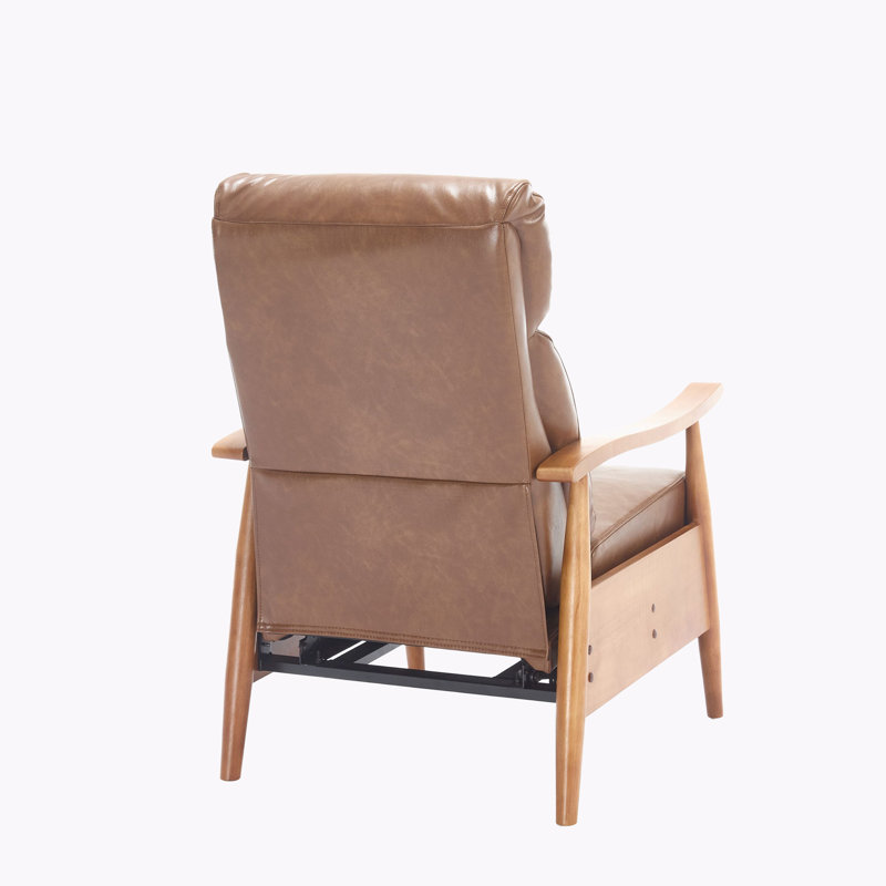 Wood Frame Manual Recliner Chair, Light Brown
