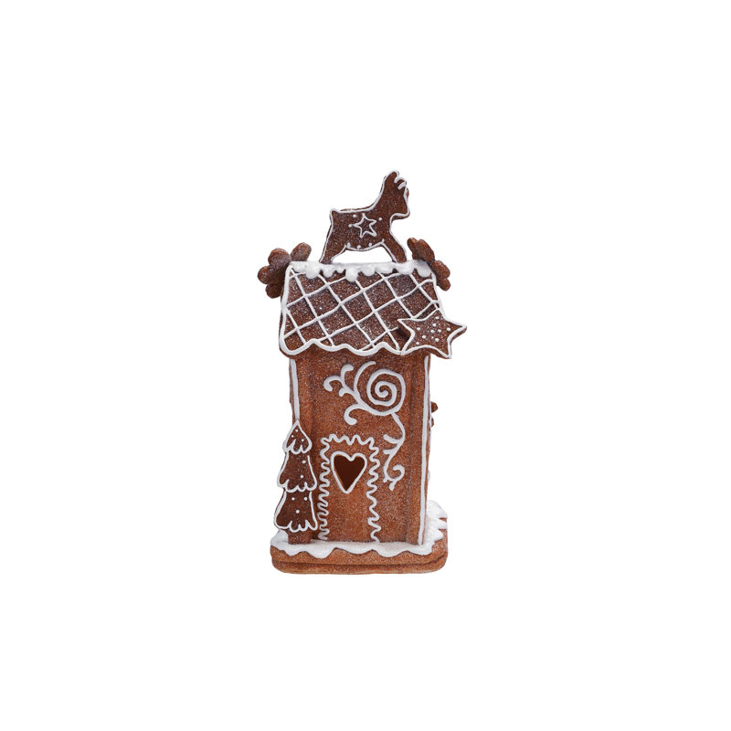 Grande maison en pain d'épice en résine avec lumière DEL