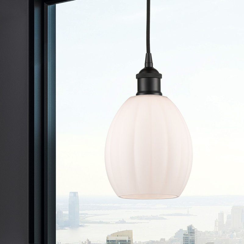 Luminaire suspendu simple à 1 lumière Bolduc, Blanc, Noir mat