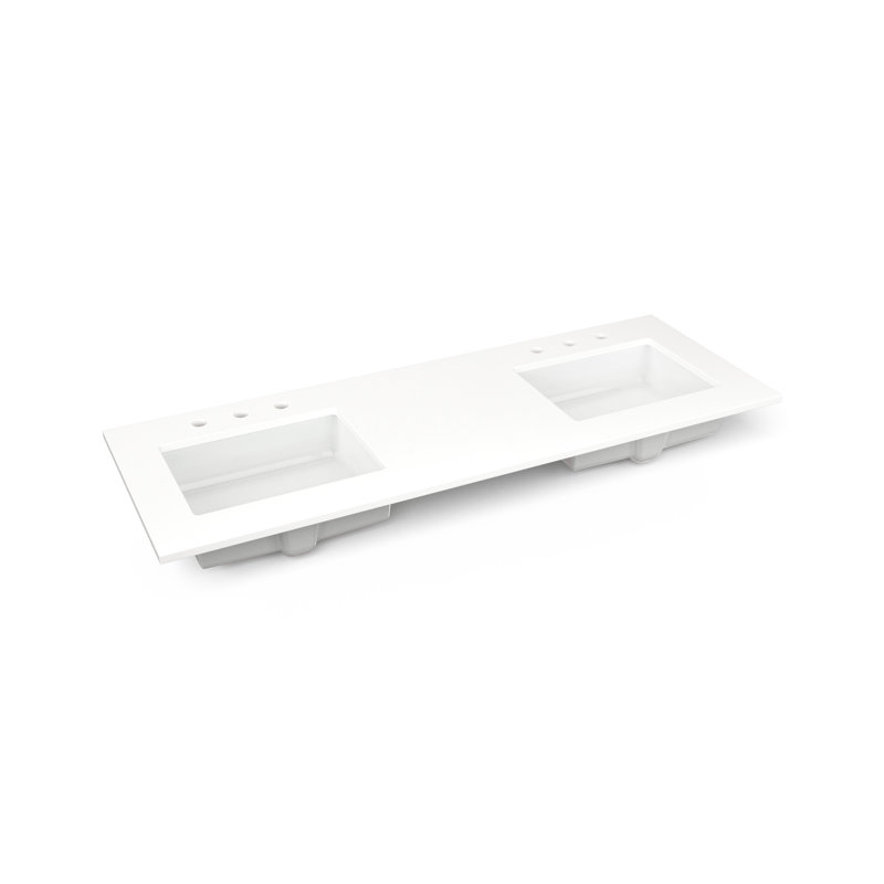 Cartesian Vanity 60" W (4 Drawers), White Zeus Extreme, White