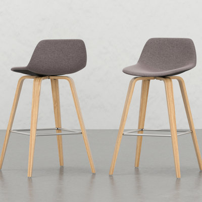 2 tabourets modernes - siège rembourré, 2 repose-pieds décoratifs en placage, salon