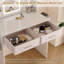 Coiffeuse à miroir à DEL avec lumières pour femmes et filles - bandes lumineuses réglables 3 couleurs, 2 grands tiroirs, support pour séchoir à cheveux et sac de rangement non tissé, mobilier de bureau de maquillage