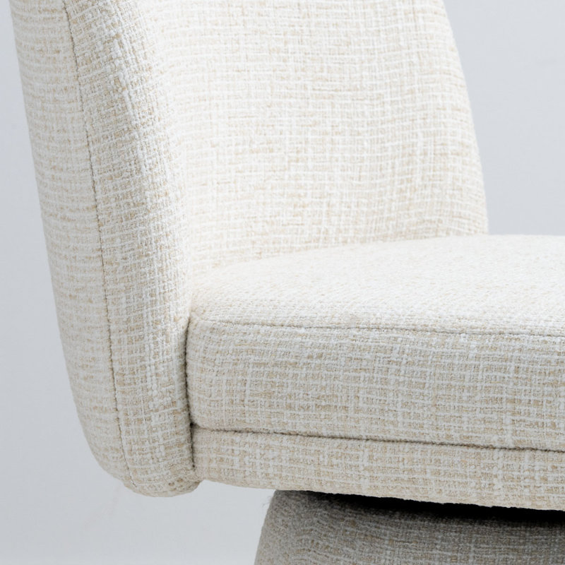 Chaise de bureau rembourrée et pivotante en tissu, Beige