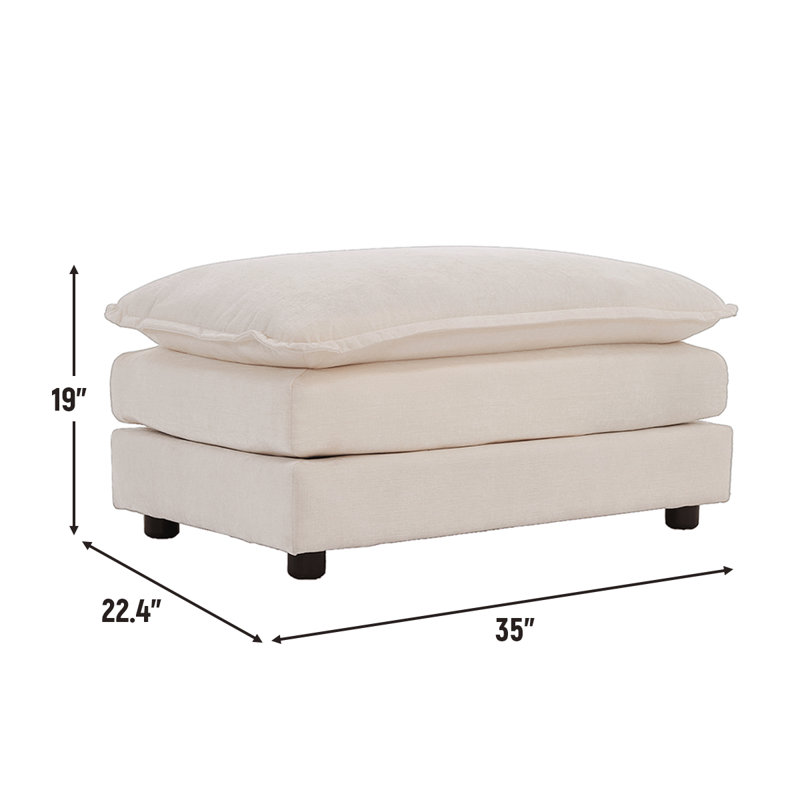 Comfy Chenille Ottomann For Living Room,Bedroom,Apartment, Beige