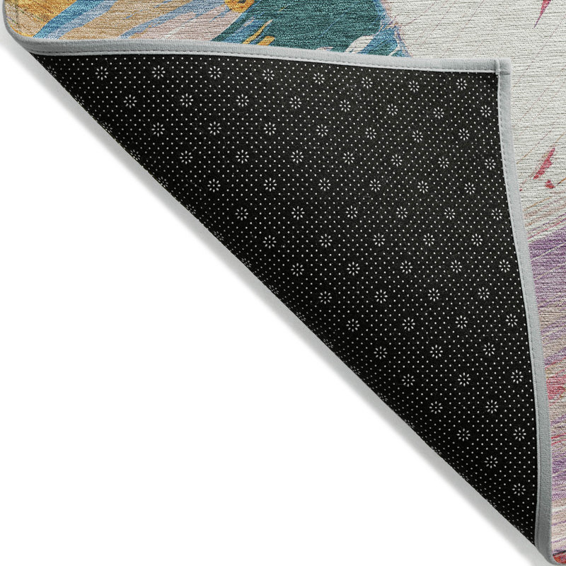 Tapis extérieur lavable abstrait mauve et bleu sarcelle 10 pi x 14 pi