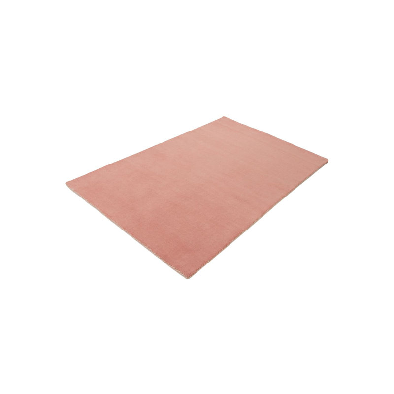Solid Colour Wool Hand Woven Area Rug, Rectangle 120 x 170cm, Antique pink and pink