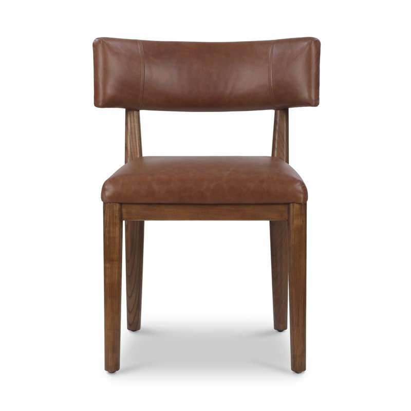 Cardell Fabric Side Chair in Alcala Nickel, Genuine Leather Brown, Brown