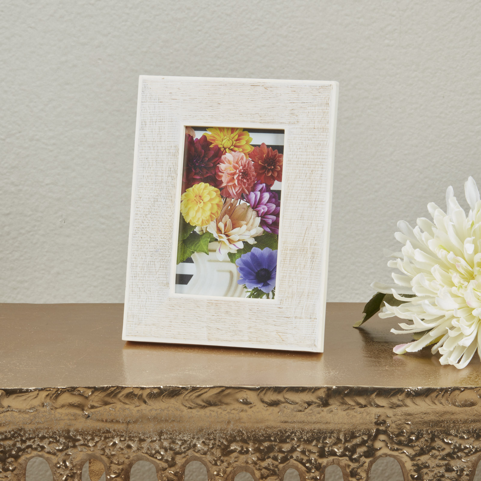Cross Hatch Bone Picture Frame, 4" x 6"