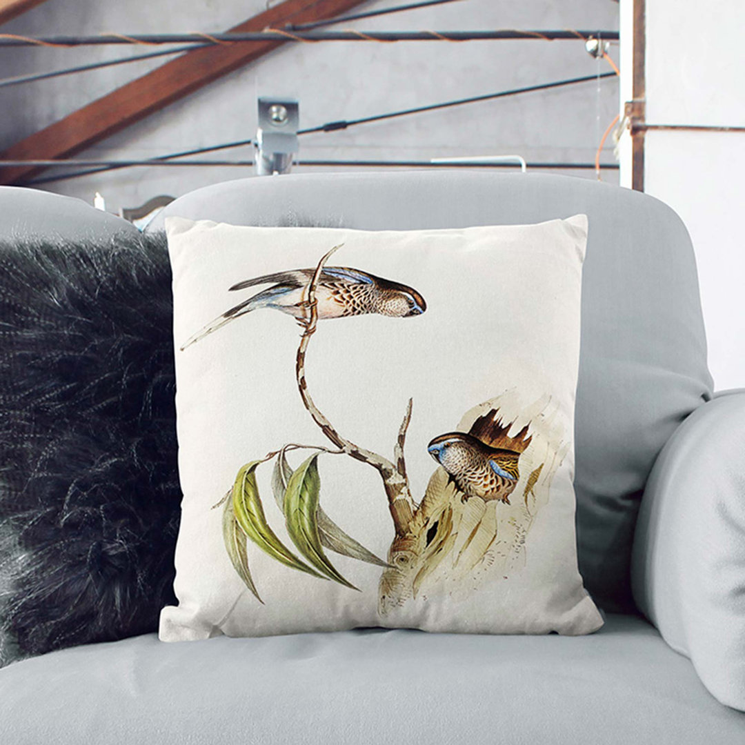 Bouke's Grass-Parakeets by Elizabeth Gould Cushion with Filling