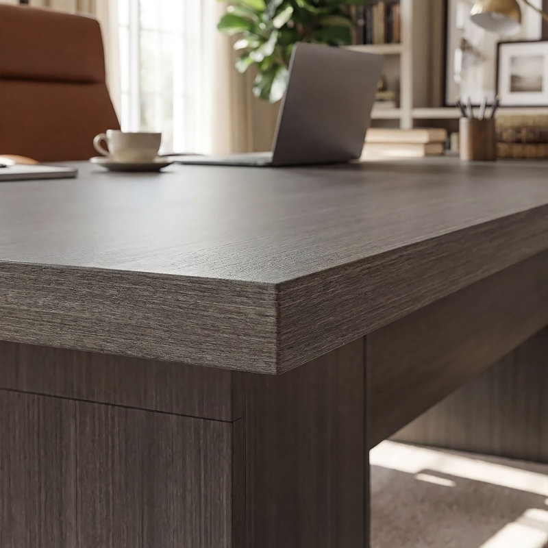 118'' Large Executive Desk, Modern Computer Desk With Spacious Desktop, Gray