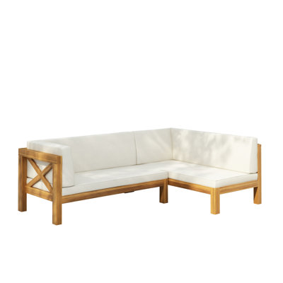 Suvada 58.25" Wide Outdoor L-Shaped Patio Sectional with Cushions by Gracie Oaks