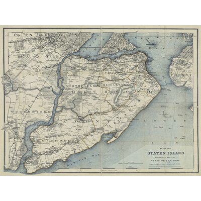 Pender '1889 Staten Island Richmond Co. State of New York Map' by Graffitee Studios Graphic Art Print on Canvas -  Alcott Hill®, ACOT7862 40214810