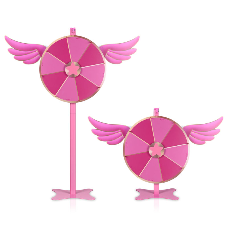 WinSpin 24 po à double usage, prix, ange rose, prix, plateau de table ou support au sol, roue de fortune, rotation pour Carnaval