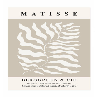 «Botanical Matisse Plant Coffee Beige», reproduction d'art moderne sans cadre Mid-Century