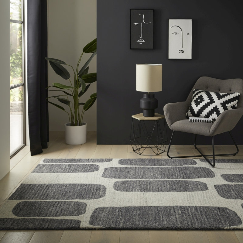 Hallberg Solid Colour Hand Woven Area Rug, Rectangle 120 x 170cm
