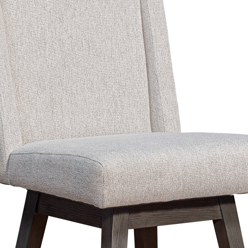 Chaise de bar pivotante en bois massif avec repose-pieds, Siège moka / cadre gris